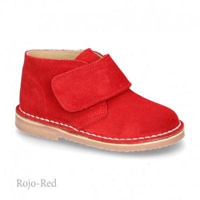 Bota Safari O Pisacacas Con Velcro En Piel Serraje. 30 Rojo