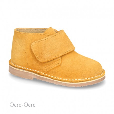 Bota Safari O Pisacacas Con Velcro En Piel Serraje. 23 Ocre
