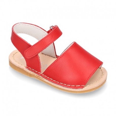 Sandalia Menorquina Bebé En Piel Napa Y Suela Super Flexible. 17 Rojo