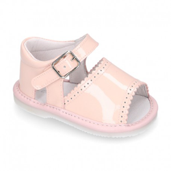 Sandalia En Piel Charol Para Bebé. 17 Rosa. precio