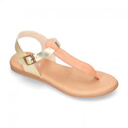 Nueva Sandalia Niña Mayor Tipo Romana En Piel Combinada. 40 Oro precio