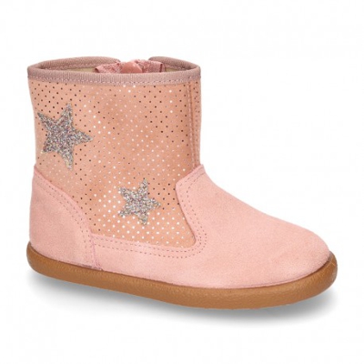 Botita Con Cremallera Y Estrellas En Serratex. 26 Rosa