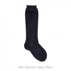 Calcetín Alto Perlé Con Borlas Condor. 480-marino 00 precio