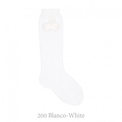 Calcetín Alto Perlé Con Borlas Condor. 200-blanco 0 precio