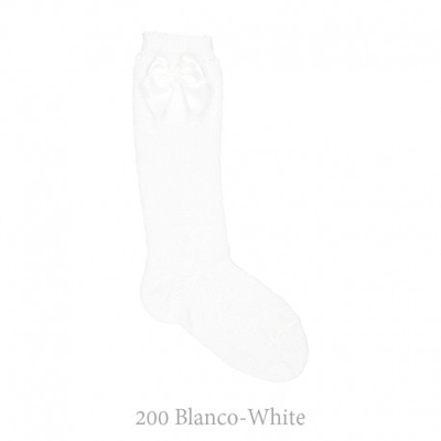 Calcetín Alto Perlé Con Lazos Condor. 200-blanco 2