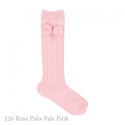 Calcetín Alto Canalé Borlas Condor. 526-rosa Palo 4