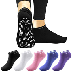 Netspower Calcetines de yoga, pilates, antideslizantes, calcetines de deporte, calcetines de algodón, transpirables, calcetines para correr, secado rá en oferta