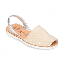 Nueva Menorquina Tira En Piel Serraje Con Destellos. 31 Beige precio