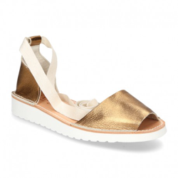Menorquina Con Talonera Y Cintas En Piel Suave Metalizada. 39 Bronce precio