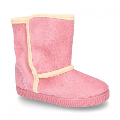 Botas Forradas Con Velcro Y Suela Tipo Bamba En Serratex. 26 Rosa.