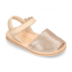 Menorquina Velcro En Piel Extra Suave Con Lentejuelas. 19 Oro en oferta
