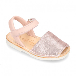 Menorquina Velcro En Piel Extra Suave Con Lentejuelas. 20 Rosa en oferta