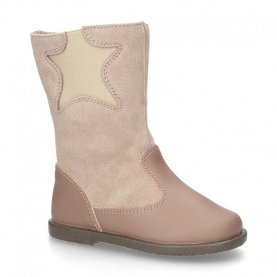 Nueva Bota En Piel Combinada Con Elástico Estrella. 24 Gris