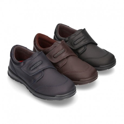 Zapato Colegio Con Velcro Y Puntera En Piel Lavable. 25 Marino