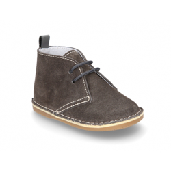 Botita Safari Bebé Con Cordones Y Suela Super Flexible En Piel Serraje. 18 Gris en oferta