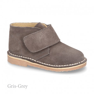 Bota Safari O Pisacacas Con Velcro En Piel Serraje. 34 Gris..