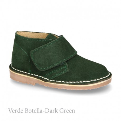 Bota Safari O Pisacacas Con Velcro En Piel Serraje. 31 Verde Botella
