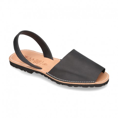 Menorquina Con Tira En Piel Para Niños Mayores Y Papás. 45 Negro