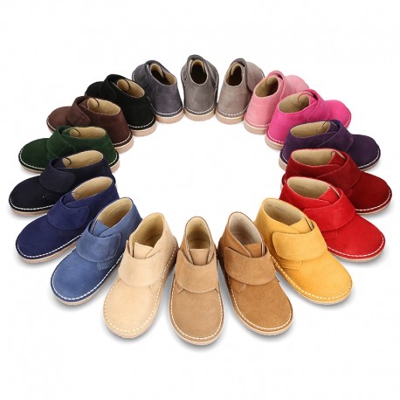 Bota Safari O Pisacacas Con Velcro En Piel Serraje. 25 Ocre