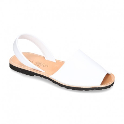 Menorquina Con Tira En Piel Para Niños Mayores Y Papás. 40 Blanco