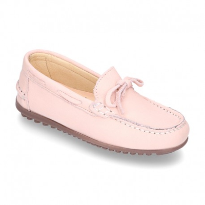 Mocasín Mayores Con Lazos En Piel Extra Suave En Colores Pasteles. 38 Rosa
