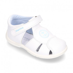 Sandalia Niño Pequeño Piel Lavable Con Ancla Y Suela Super Flexible. 23 Blanco en oferta