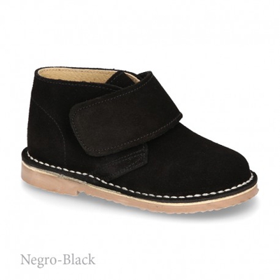 Bota Safari O Pisacacas Con Velcro En Piel Serraje. 18 Negro