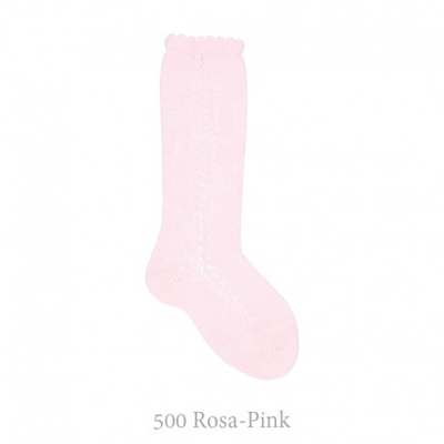 Calcetín Alto Perlé Calado Lateral Condor. 500-rosa 000