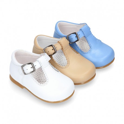 Pepito Clásico Con Ondas En Piel Y Hebilla. 19 Azul.-