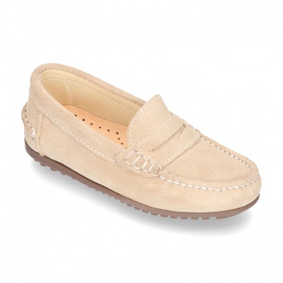 Mocasín Antifaz Mayores Piso Conductor En Serraje. 44 Beige