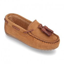 Mocasín Borlas Mayores En Piel Serraje Cuero. 39 Cuero en oferta