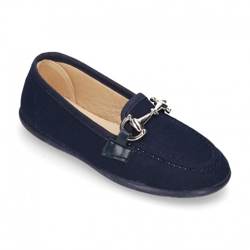 Mocasín Mayores Con Estribo En Lona Algodón. 30 Marino en oferta