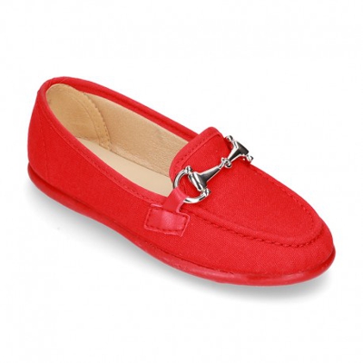Mocasín Mayores Con Estribo En Lona Algodón. 29 Rojo