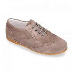 Zapato De Vestir Tipo Blucher Con Picados En Piel Serraje. 36 Gris en oferta