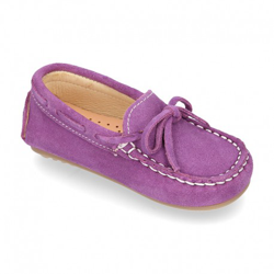 Mocasín Lazos Peques Piso Conductor En Piel Serraje. 23 Azul Lavanda características