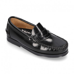 Zapato Mocasín Clásico Niño Con Antifaz En Piel Antik. 44 Negro en oferta