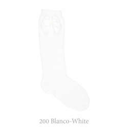 Calcetín Alto Perlé Con Lazos Condor. 200-blanco 1 precio