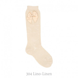 Calcetín Alto Perlé Con Lazos Condor. 304-lino 3 en oferta