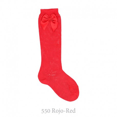 Calcetín Alto Perlé Con Lazos Condor. 550-rojo 3