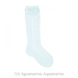 Calcetín Alto Perlé Calado Con Lazos Condor. 725-aguamarina 1 en oferta