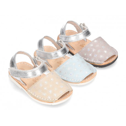 Nueva Menorquina Velcro En Piel Serraje Con Destellos Y Suela Flexible. 20 Gris Perla precio