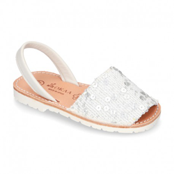 Menorquina Tira En Piel Suave Con Lentejuelas. 34 Blanco en oferta