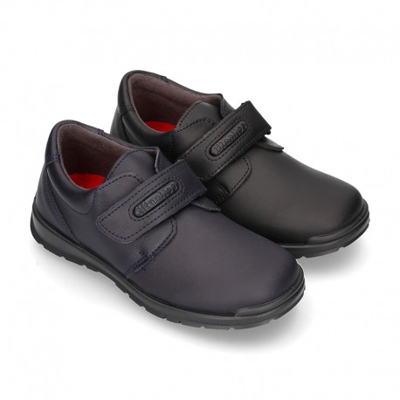 Zapato Colegio Tipo Blucher Con Velcro En Piel Lavable. 25 Negro