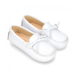 Mocasín Lazos Piso Conductor En Piel Napa Blanca. 34 Blanco precio