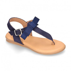 Nueva Sandalia Niña Mayor Tipo Romana En Piel Serraje Con Lazo. 40 Azul Marino precio