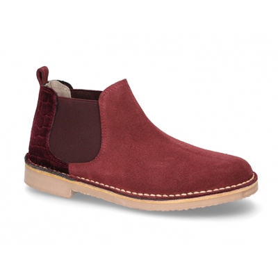 Nuevo Botín En Serraje Con Talonera En Terciopelo Para Tallas Grandes. 40 Burdeos