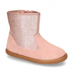 Botita Con Cremallera Y Glitter En Piel Serraje. 22 Rosa características