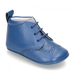 Nueva Botita Bebé Con Picados Y Suela Antideslizante En Piel Napa. 19 Azul Medio precio