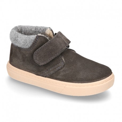 Nueva Bota Tipo Zapatilla Con Borrego Y Velcro En Piel Serraje. 21 Gris