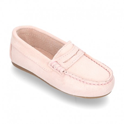 Mocasín Antifaz En Piel Serraje En Colores Pasteles. 27 Nude